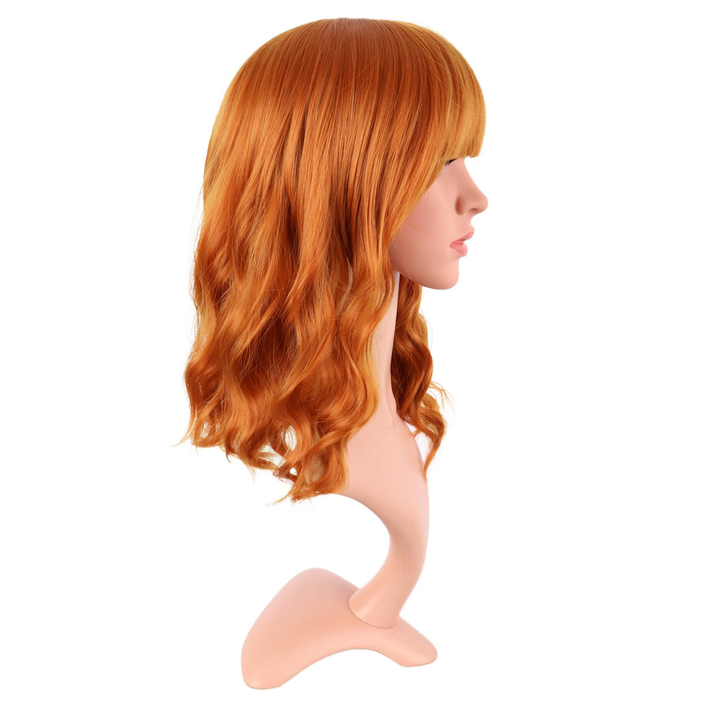MapofBeauty 14 Inch Short Curly Women Flat Bangs Bob Wig, Black