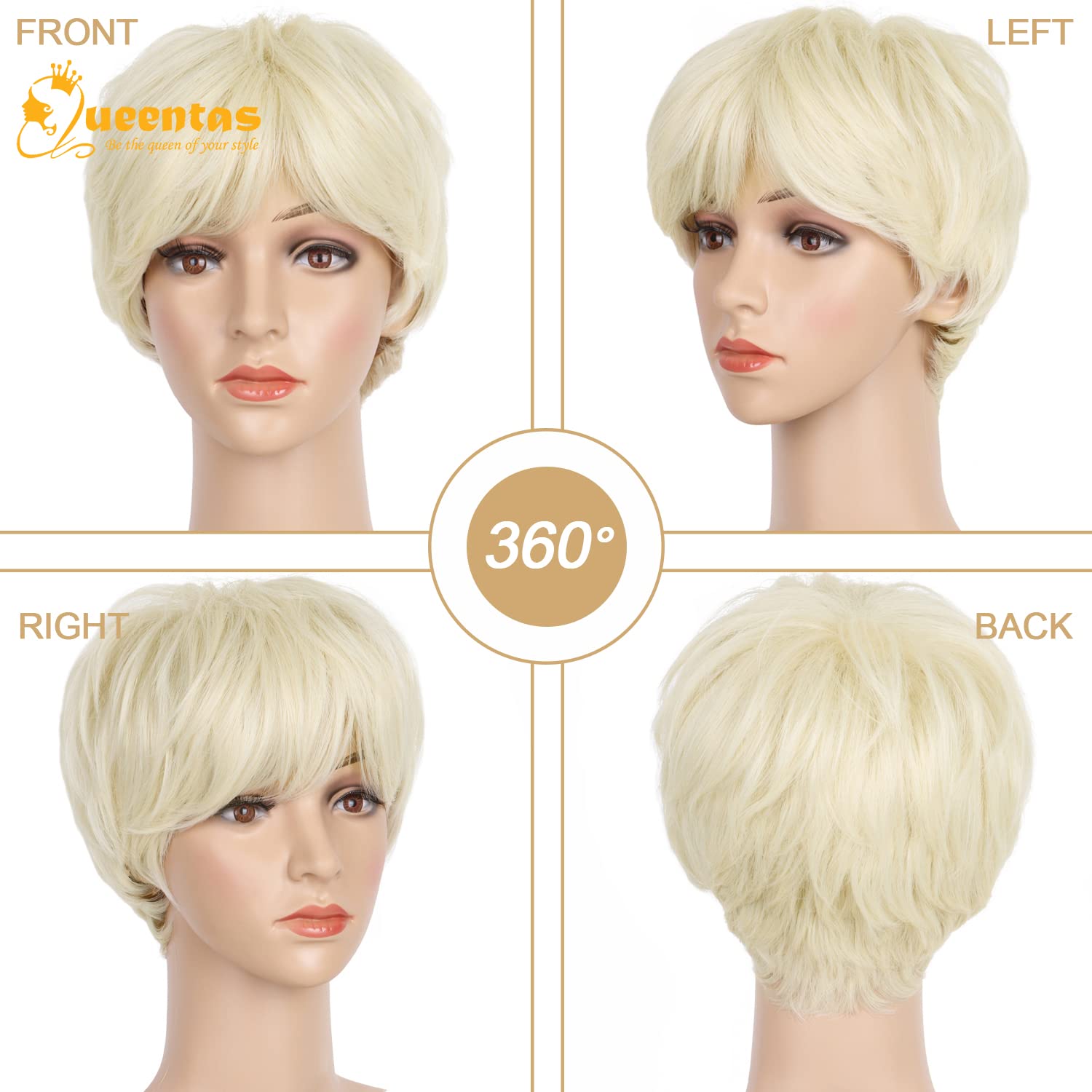 8" Layered Pixie Cut Synthetic Wig for Women Blonde Mixed Brown with Roots