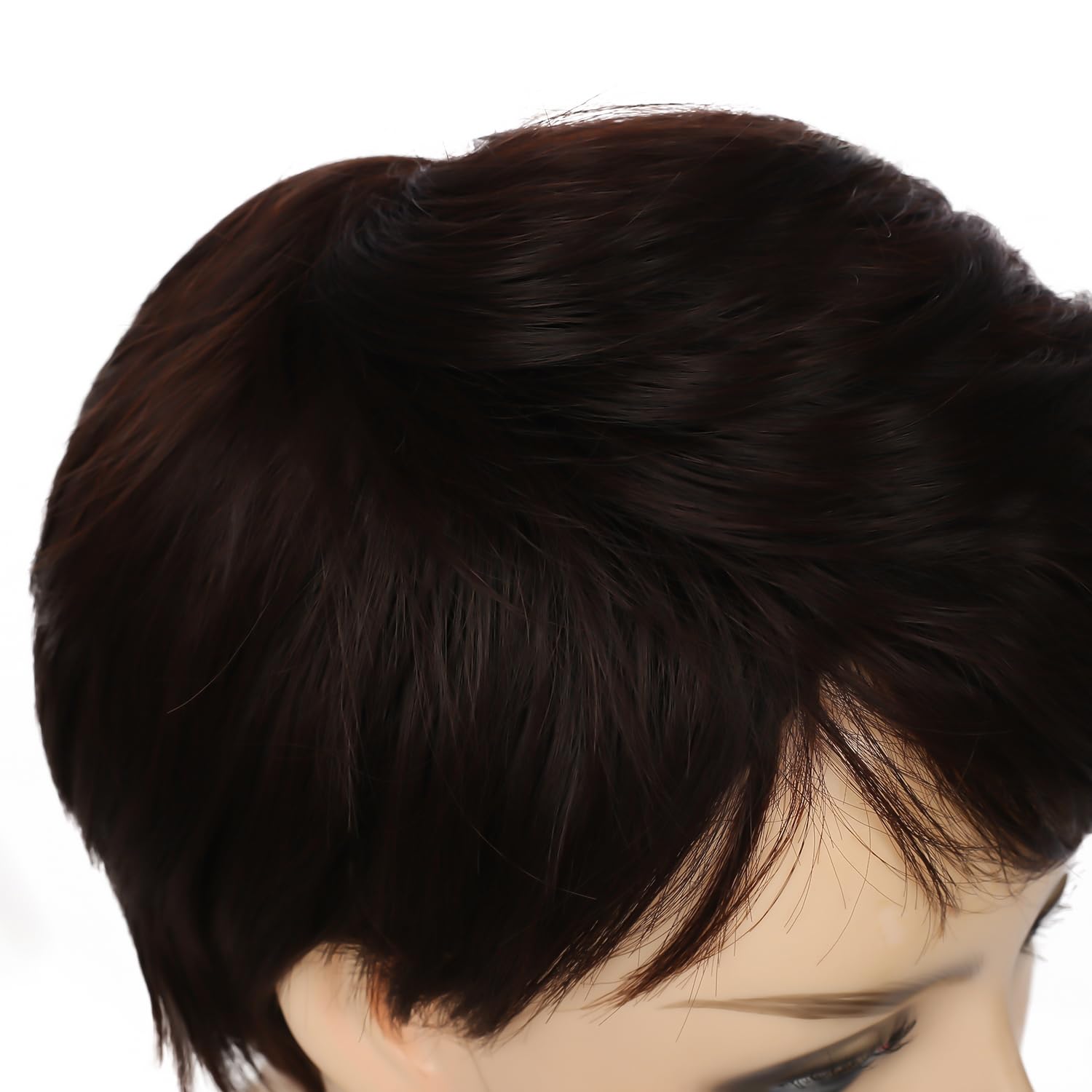 Women Short Pixie Cut Wig Synthetic Layered Cosplay Hair,Brown