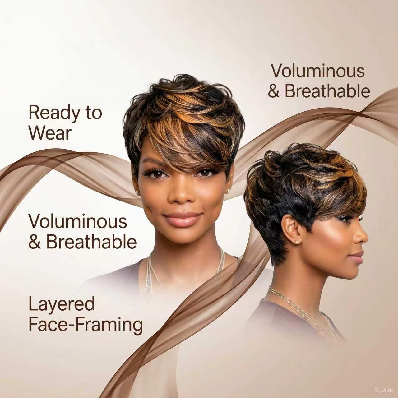 VRZ Pixie Cut Wigs for Black Women Brazilian Curly Pixie Cut Wig Human Hair Glueless Short Layered Wigs With Bangs Natural Black Color No Glue Human Hair Wig for Daily Use