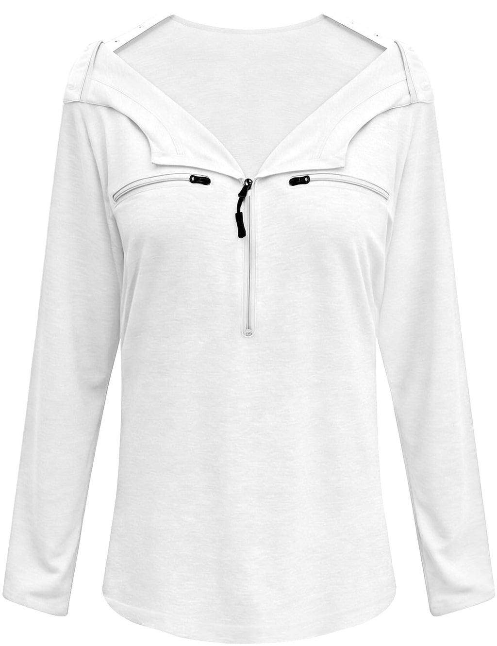 Chemo Port Shirts for Women Long Sleeve Post-Surgery Recovery with 2 Side Snaps Shoulder Surgery & Dialysis Recovery Shirts