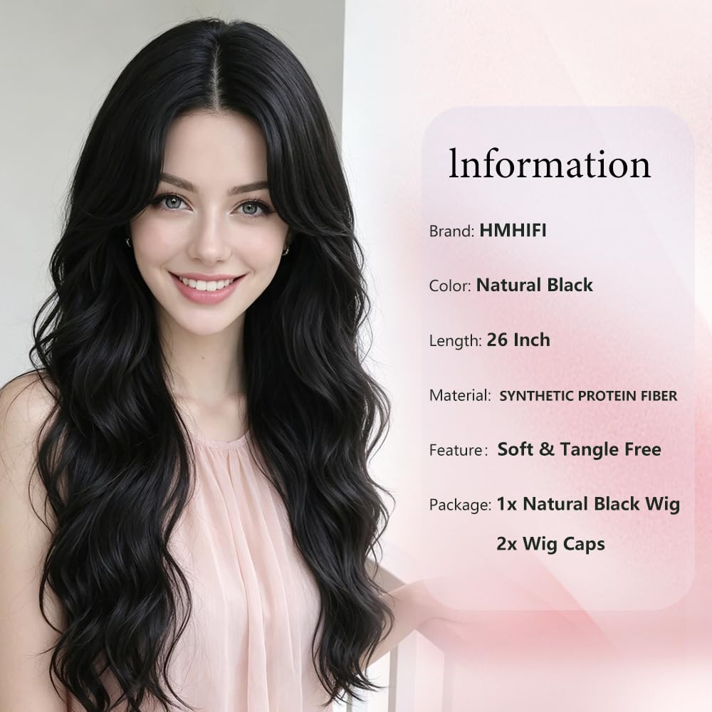 HMHIFI Blonde Wig for Women,26 Inch Long Wavy Curly Middle Part Hair