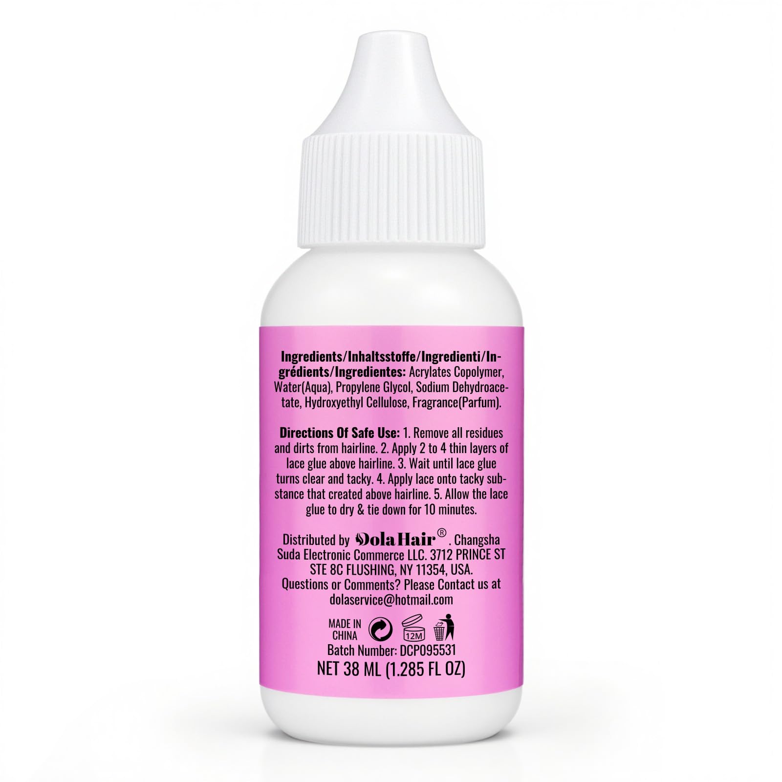 Dolahair Extreme Hold Lace Glue for Wigs, Waterproof, Invisible Bonding, 1.285 Ounce