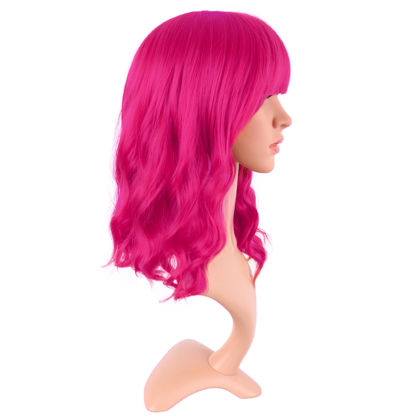 MapofBeauty 14 Inch Short Curly Women Flat Bangs Bob Wig, Black
