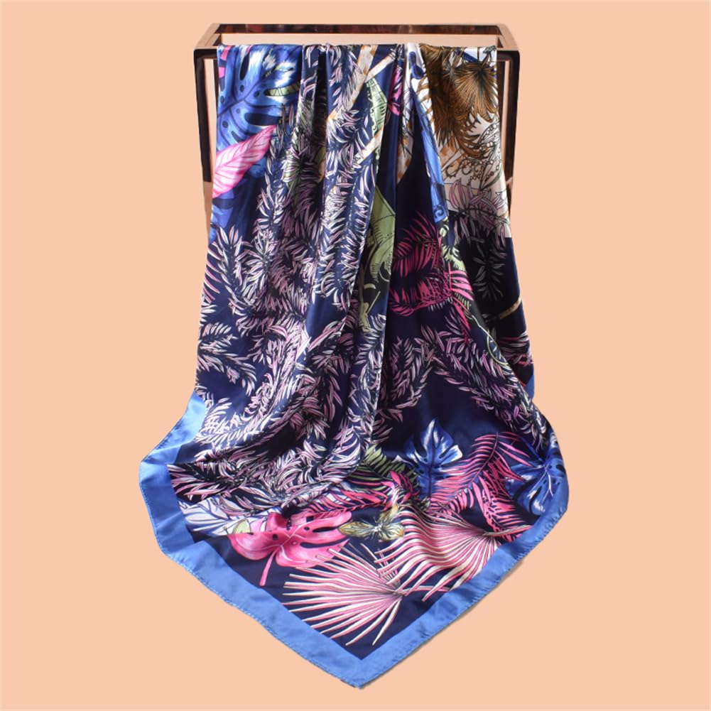 4Pcs Silk Head Scarves for Women Satin Hair Scarf 35”Large Square Bandana Silk Like Neck Scarf Shawl