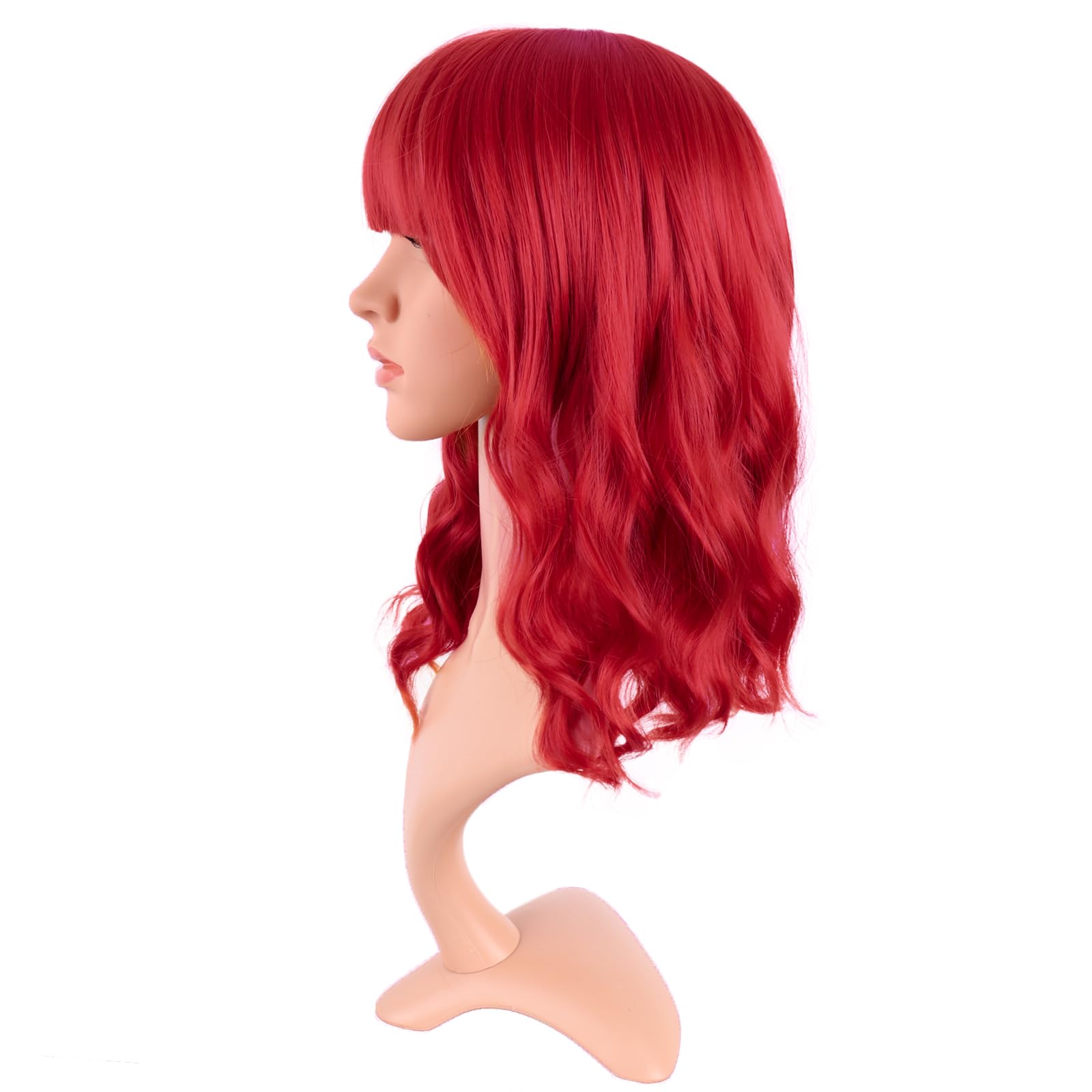 MapofBeauty 14 Inch Short Curly Women Flat Bangs Bob Wig, Black
