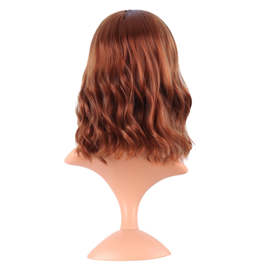 MapofBeauty 14 Inch Short Curly Women Flat Bangs Bob Wig, Black