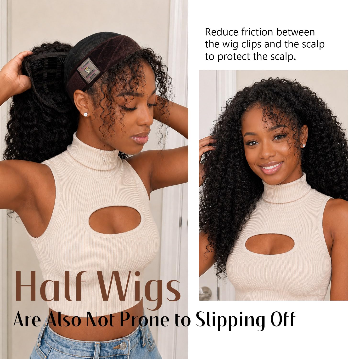Dreamlover Wig Grip Band, Non-Slip 2 PCS Adjustable Headband for Wigs, Nude