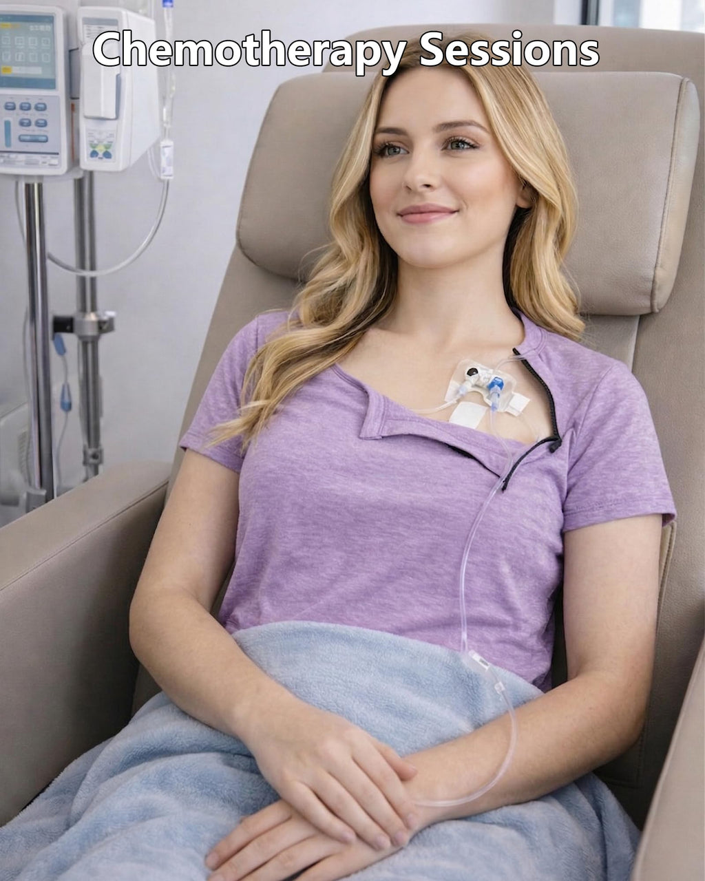 Youdiao Chemo Shirts for Port Access Women Post Shoulder Surgery Shirts with 2 Hidden Side Zippers Short Sleeve Tear Away Top