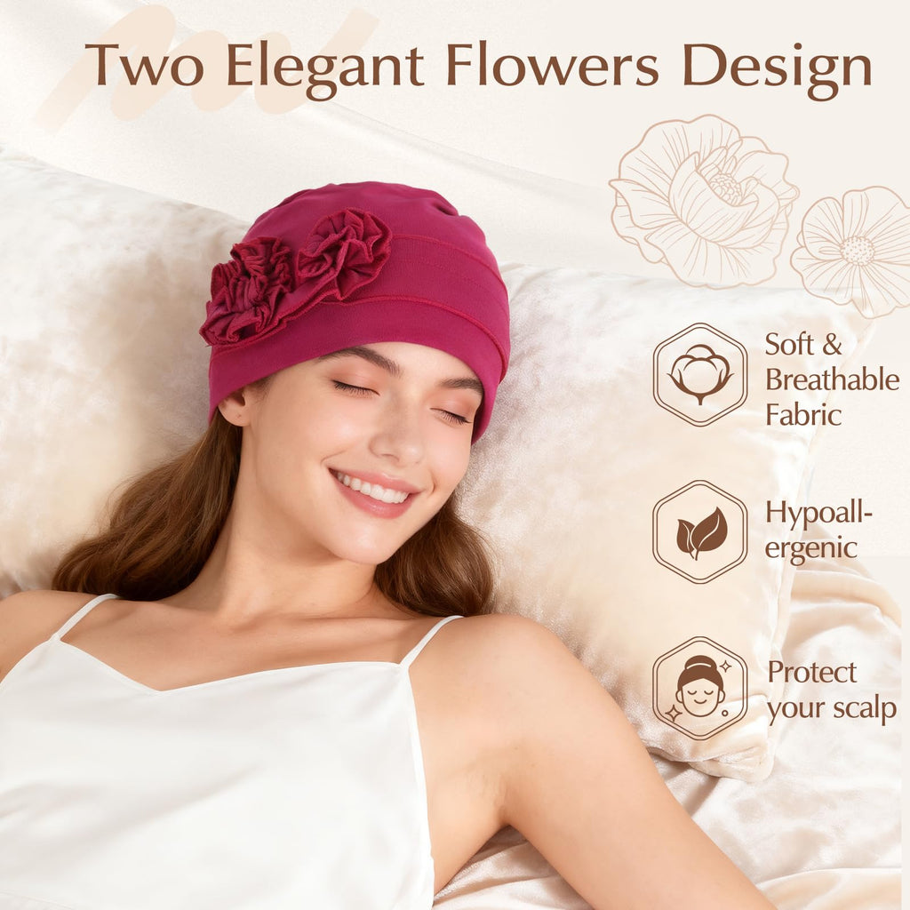4 Pcs Stylish Cotton Chemo Headwear for Women, Soft Chemo Hats for Hair Loss