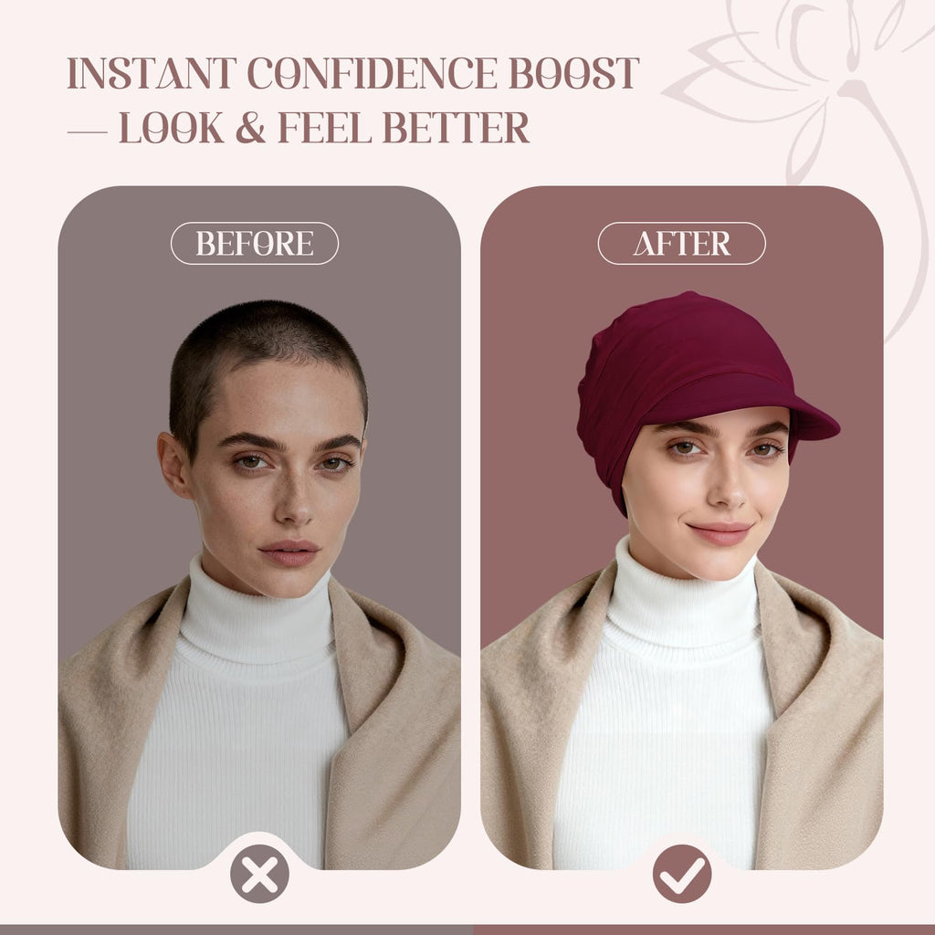 4 Pcs Stretch Chemo Headwear for Women, Soft Cancer Headwear, Viscose Newsboy Cap Elastic Cancer Hat for Hair Loss