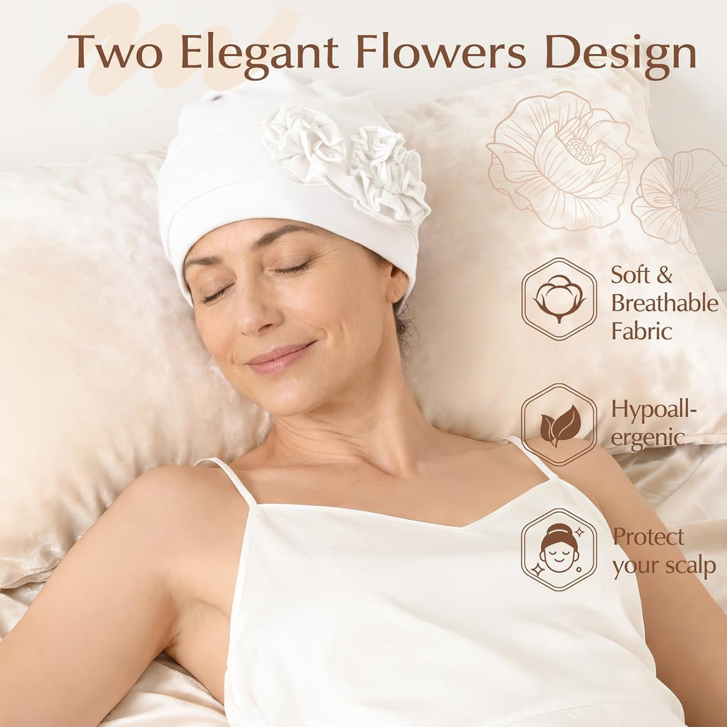 4 Pcs Stylish Cotton Chemo Headwear for Women, Soft Chemo Hats for Hair Loss