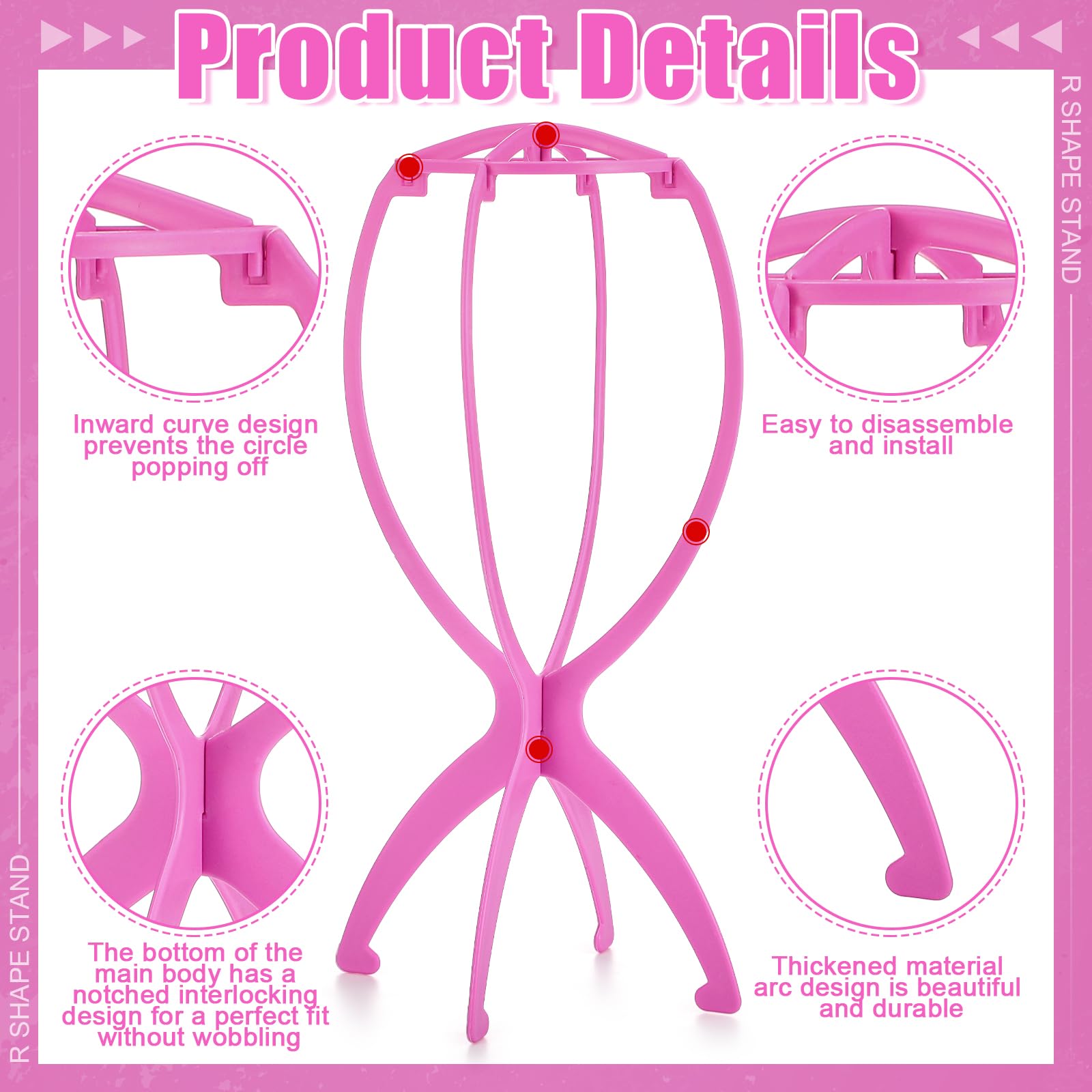 ProSuites 2 Pack Wig Head Stand with 3 PCS Wig Brush Comb, Travel Wig Holder Comb Set for Women Multiple Wigs