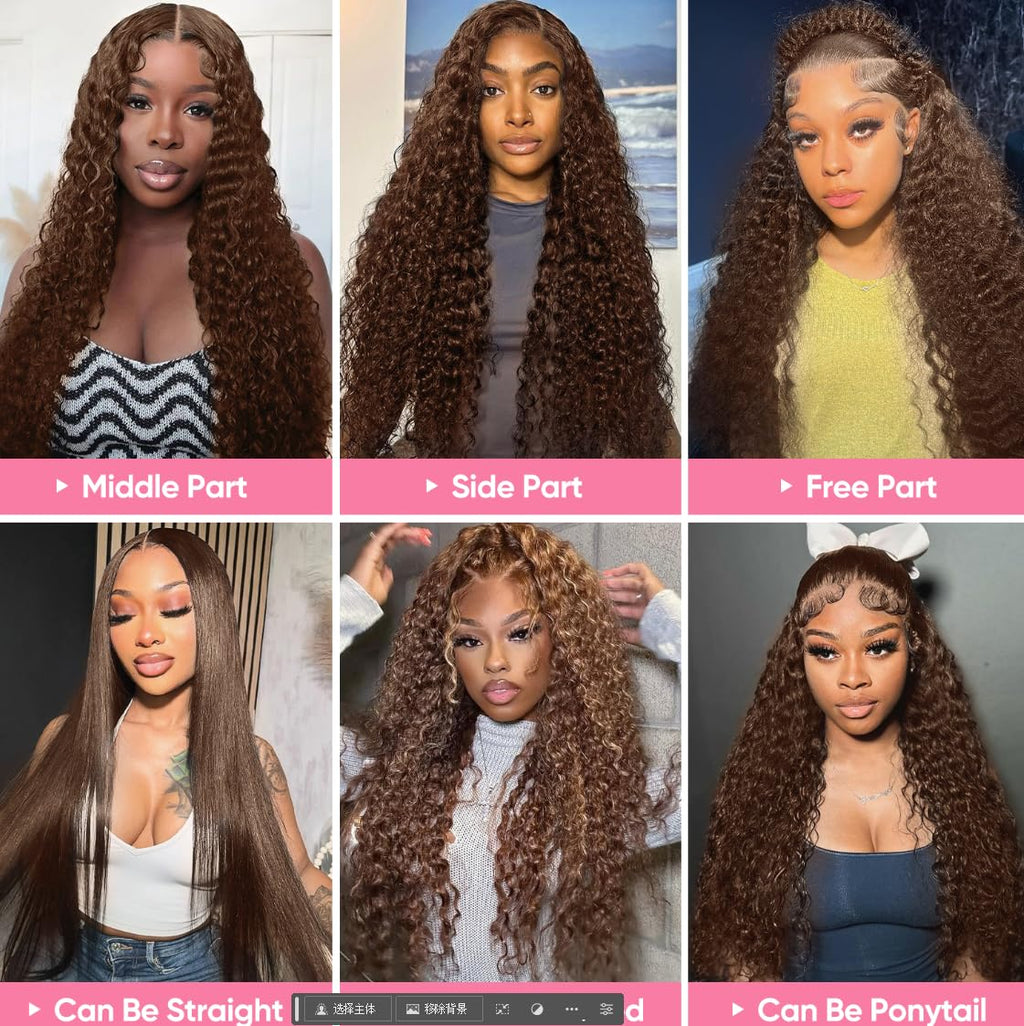13x6 Deep Wave Lace Front Wigs Human Hair Glueless Wig 200 Density 30 Inch