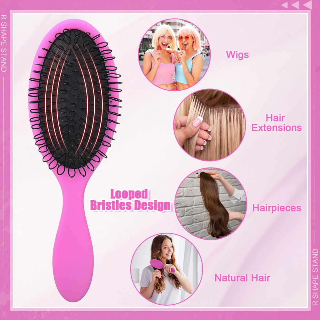 ProSuites 2 Pack Wig Head Stand with 3 PCS Wig Brush Comb, Travel Wig Holder Comb Set for Women Multiple Wigs