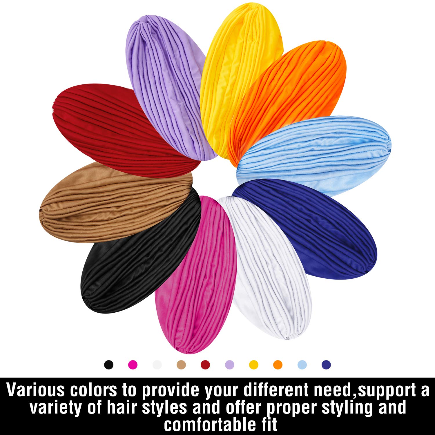 Geyoga 10 Pcs Head Wraps Turbans for Women Head Scarf