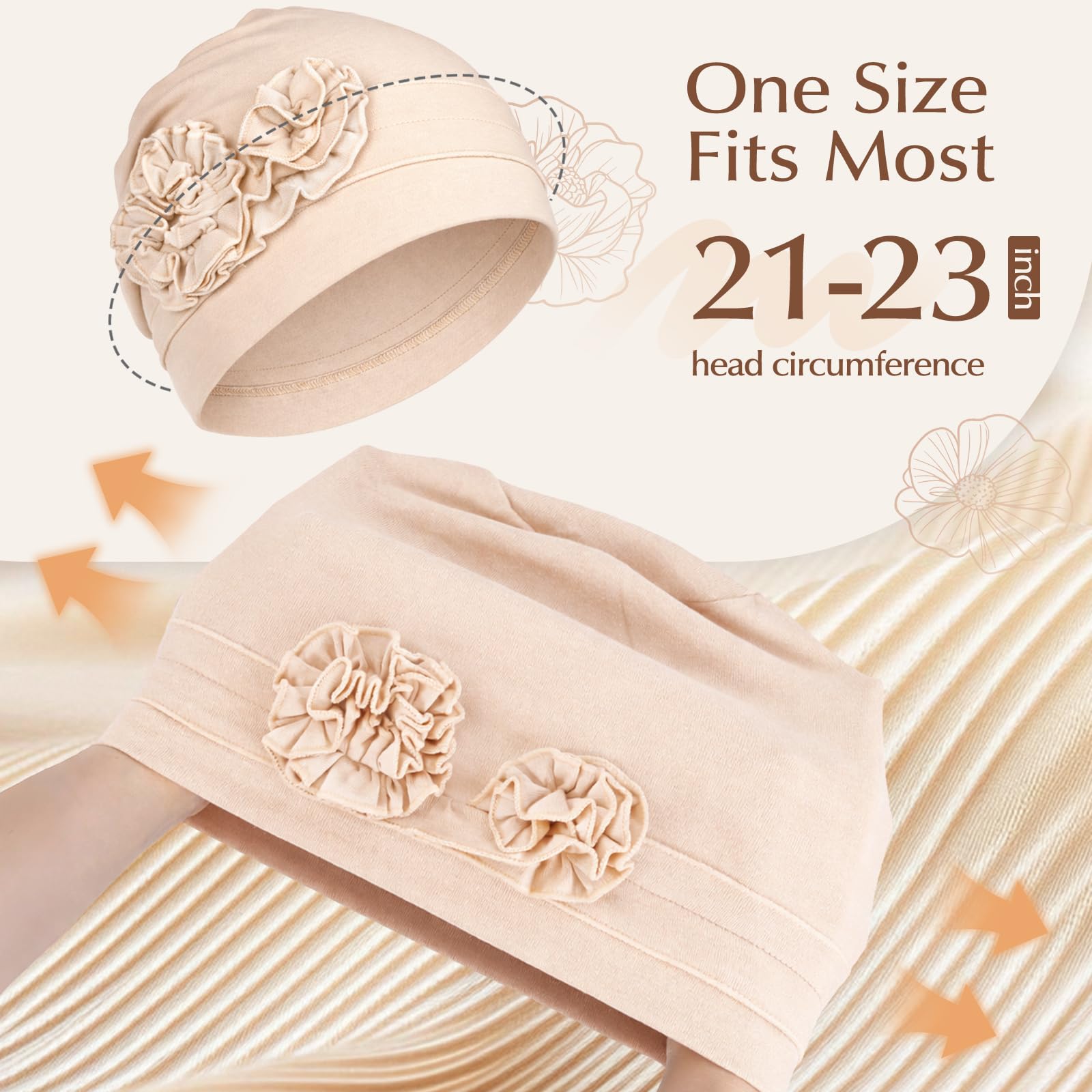 4 Pcs Stylish Cotton Chemo Headwear for Women, Soft Chemo Hats for Hair Loss