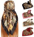 4Pcs Silk Head Scarves for Women Satin Hair Scarf 35”Large Square Bandana Silk Like Neck Scarf Shawl