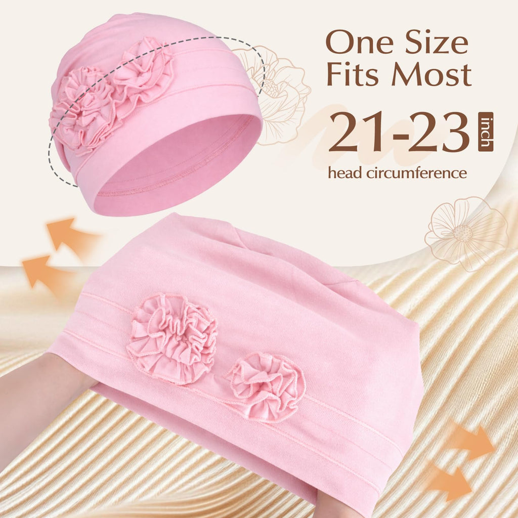 4 Pcs Stylish Cotton Chemo Headwear for Women, Soft Chemo Hats for Hair Loss