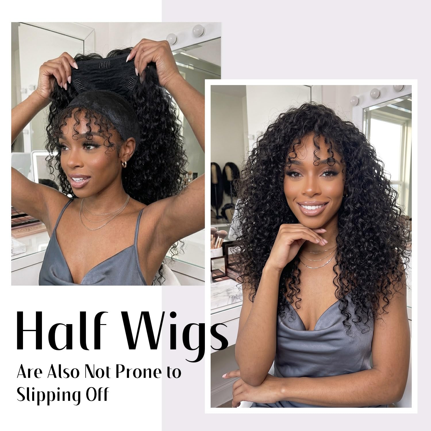 Dreamlover Wig Grip Band, Non-Slip 2 PCS Adjustable Headband for Wigs, Nude