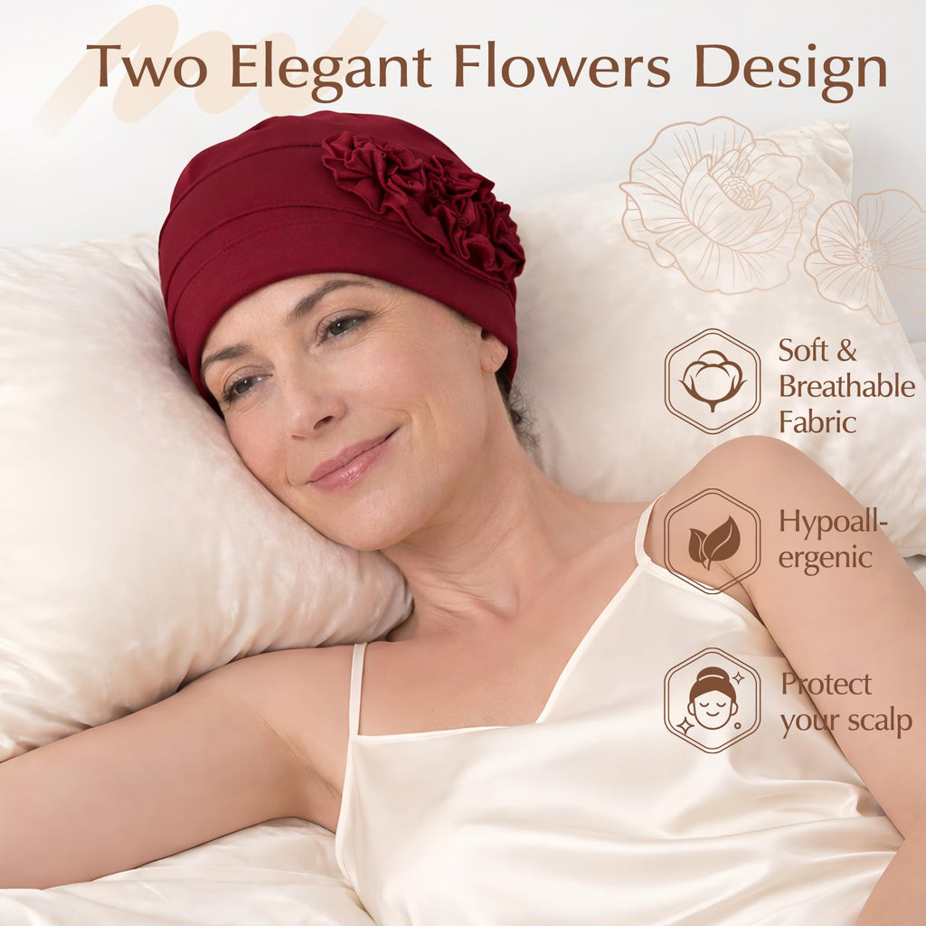 4 Pcs Stylish Cotton Chemo Headwear for Women, Soft Chemo Hats for Hair Loss