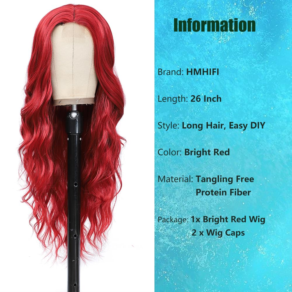 HMHIFI Blonde Wig for Women,26 Inch Long Wavy Curly Middle Part Hair