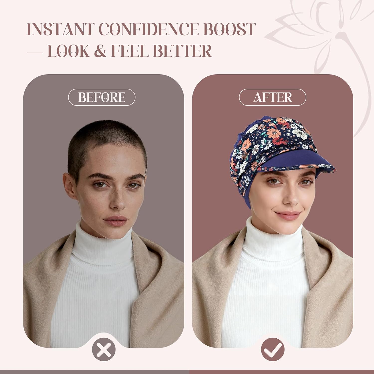 4 Pcs Stretch Chemo Headwear for Women, Soft Cancer Headwear, Viscose Newsboy Cap Elastic Cancer Hat for Hair Loss