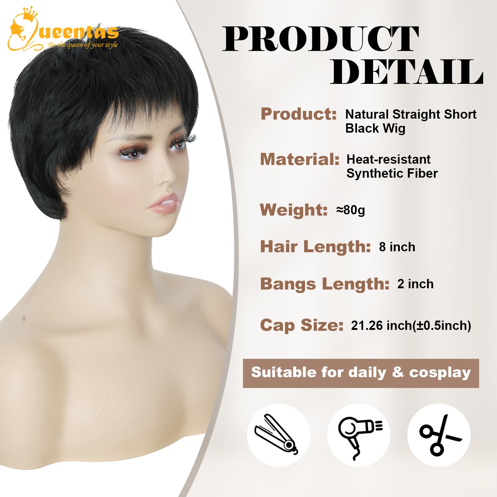 8" Layered Pixie Cut Synthetic Wig for Women Blonde Mixed Brown with Roots