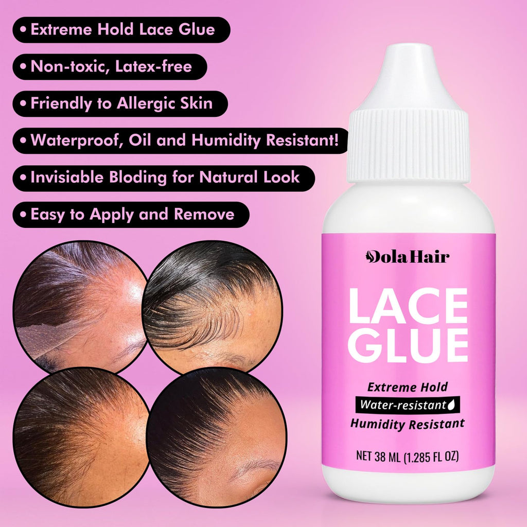 Dolahair Extreme Hold Lace Glue for Wigs, Waterproof, Invisible Bonding, 1.285 Ounce