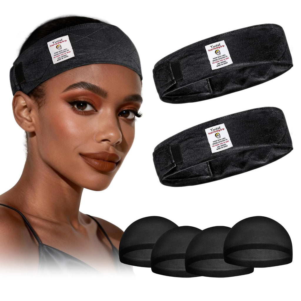 2 Pack Wig Grip Band - Velvet Wig Grips Adjustable Headband Stay Put No Slip Edge Saver