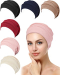 Geyoga 6 Pieces Chemo Headwear Caps for Women Cancer Slouchy Beanies Hats Warm Polyester Turban Hats Stretchy Sleeping