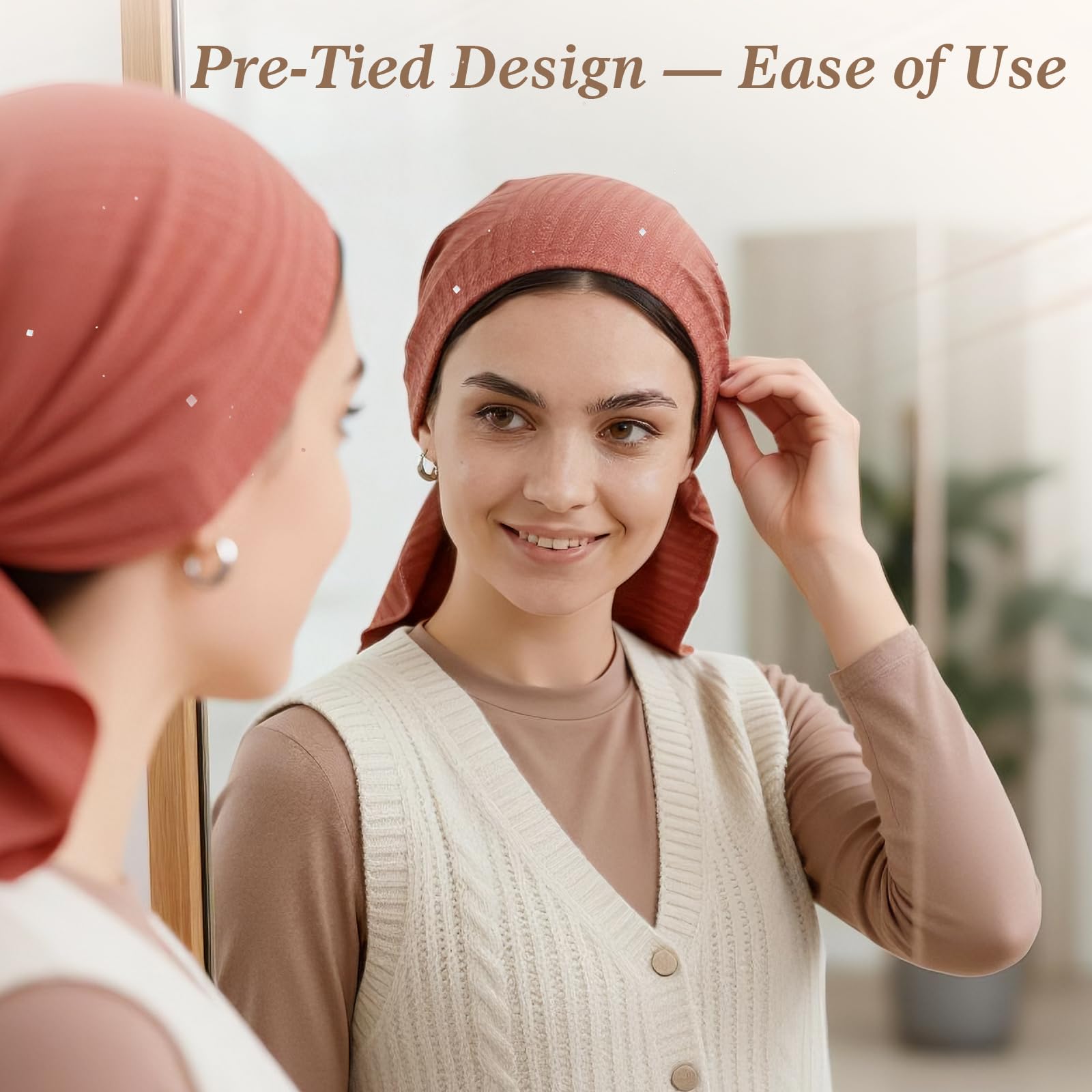 Pretied Head Scarves for Women – Fashionable Glitter Turban Head Wraps, Stylish Chemo Headwear, Elegant Hair Coverings