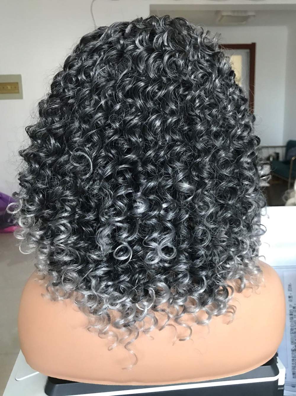 Curly Afro Wigs for Black Women Kinky Curly Wig with Bangs Synthetic Fiber Natural Looking Glueless Hair for Daily Wear