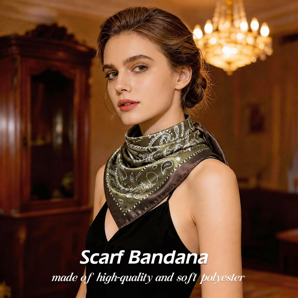 Ciormis 35" Silk Head Scarf for Women, 4 Pcs Satin Hair Scarf Square Silk Bandana Top Neck Scarves Hair Wraps for Sleeping