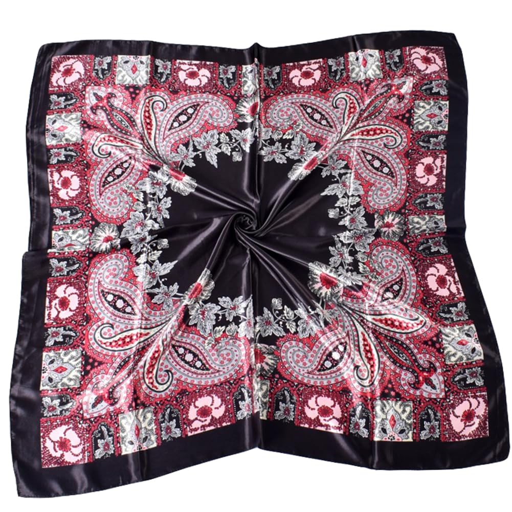 4Pcs Silk Head Scarves for Women Satin Hair Scarf 35”Large Square Bandana Silk Like Neck Scarf Shawl