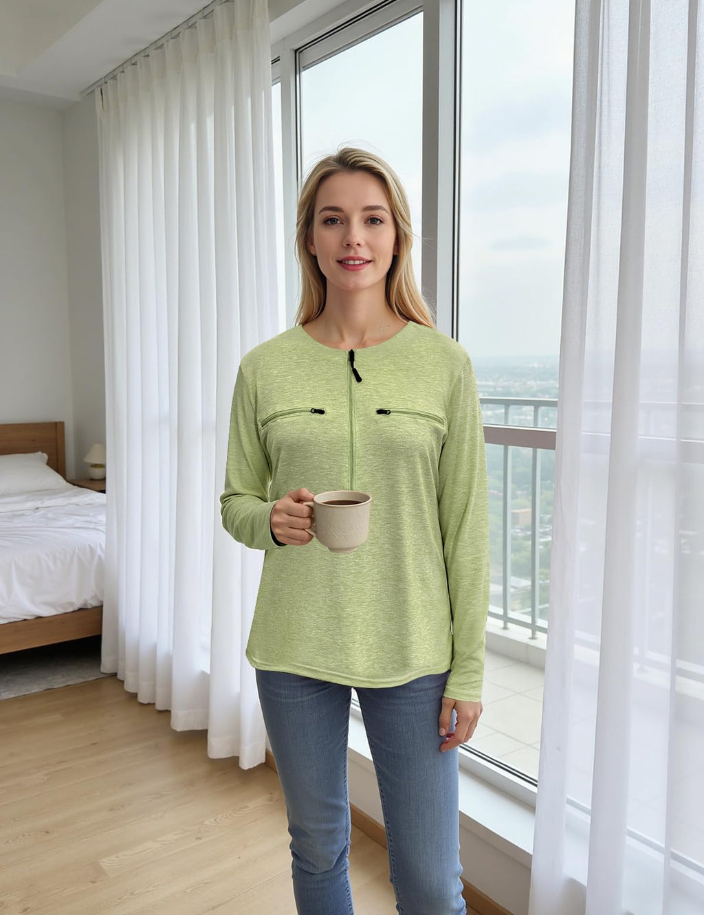 Chemo Port Shirts for Women Long Sleeve Post-Surgery Recovery with 2 Side Snaps Shoulder Surgery & Dialysis Recovery Shirts