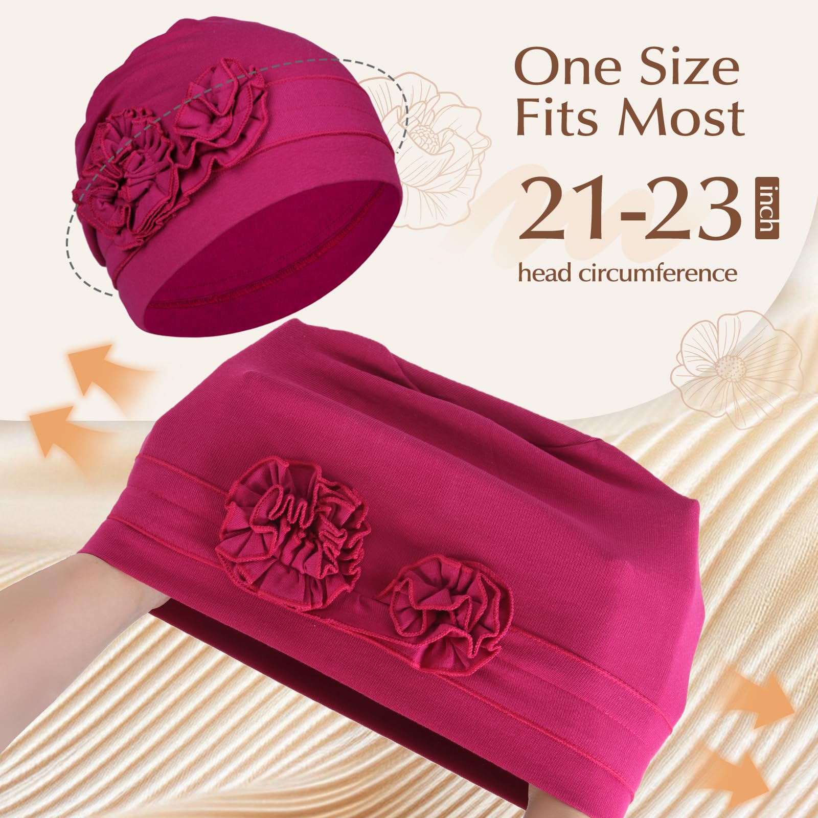 4 Pcs Stylish Cotton Chemo Headwear for Women, Soft Chemo Hats for Hair Loss