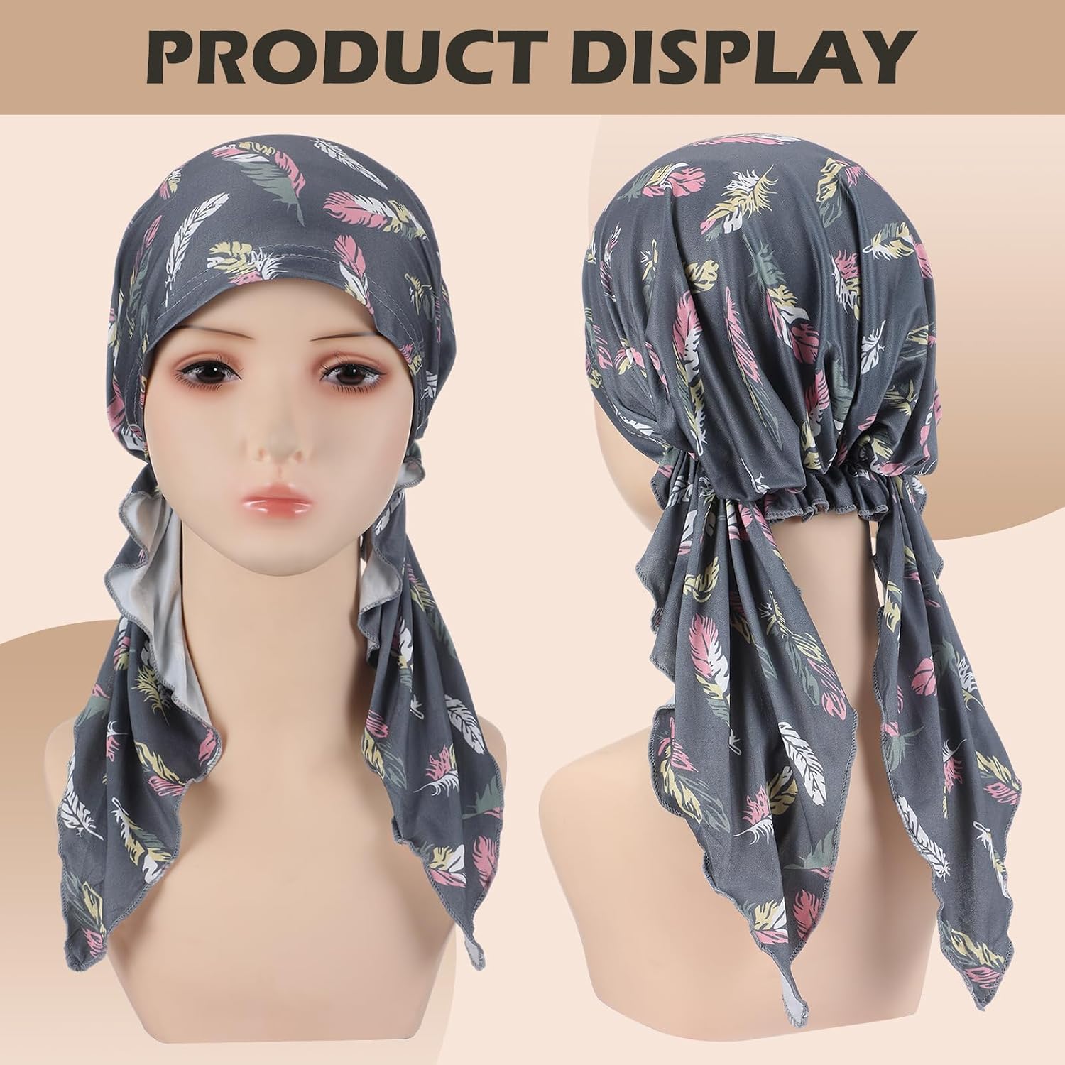 Halfchet 8 Pcs Chemo Headwear for Women Pre Tied Cancer Scarf Caps Soft Elastic Head Scarf Turbans for Patients Hair Loss Cover Hat