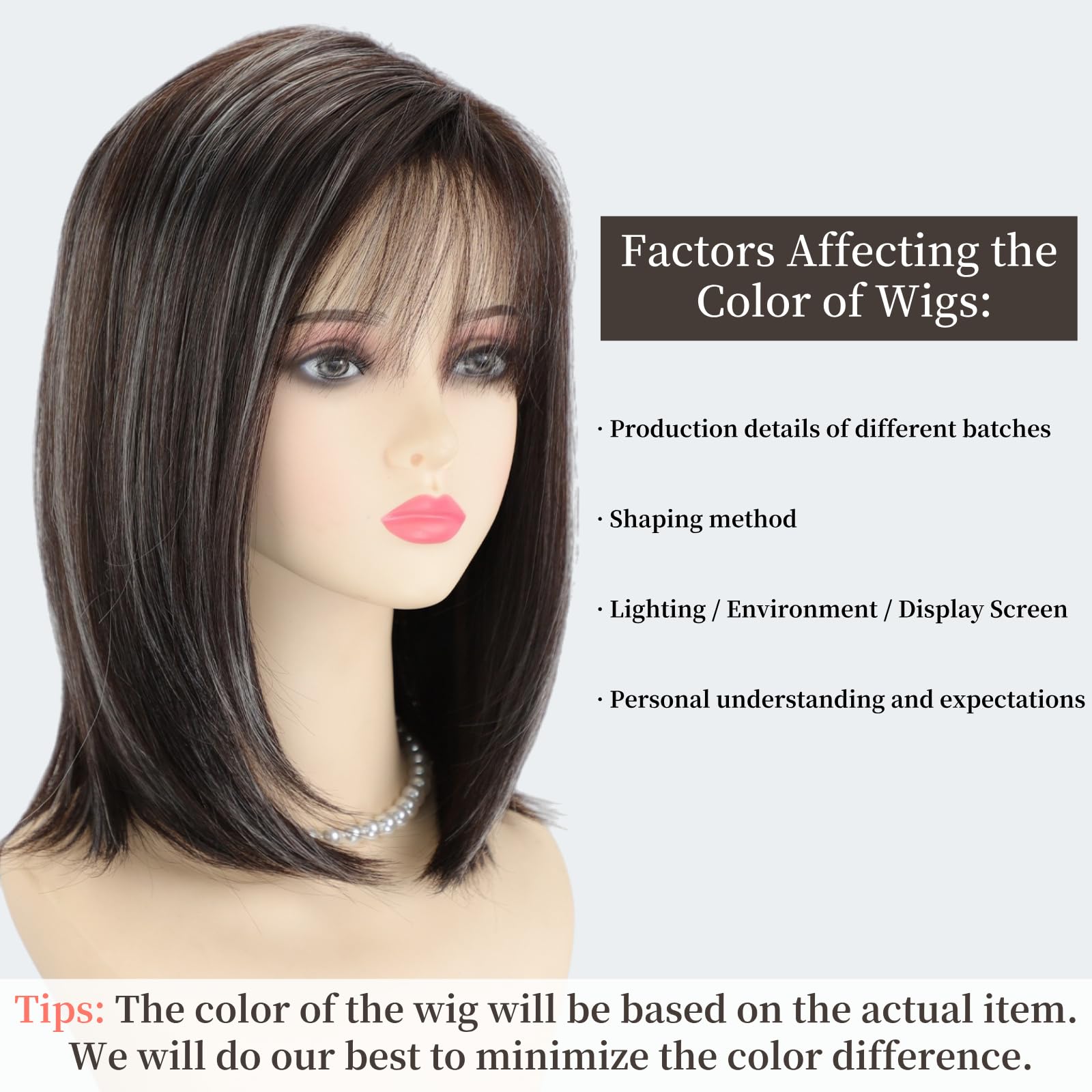 RENERSHOW Ombre Blonde Highlight Layered Bob Wig with Bangs for White Women