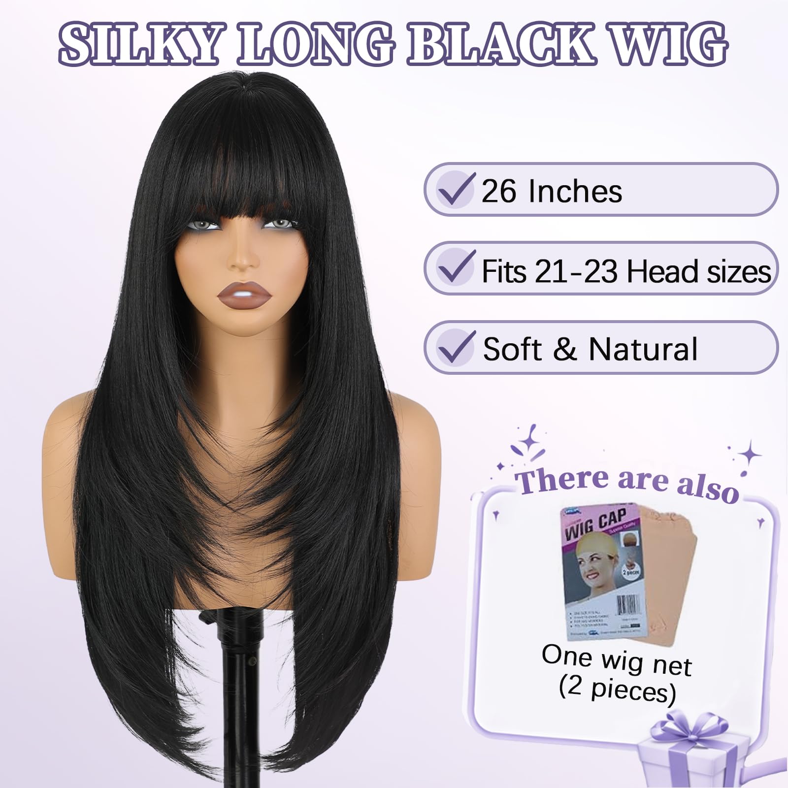 XIXIBI Wig with Bangs for Women,Long Straight,Brown Blonde Highlight