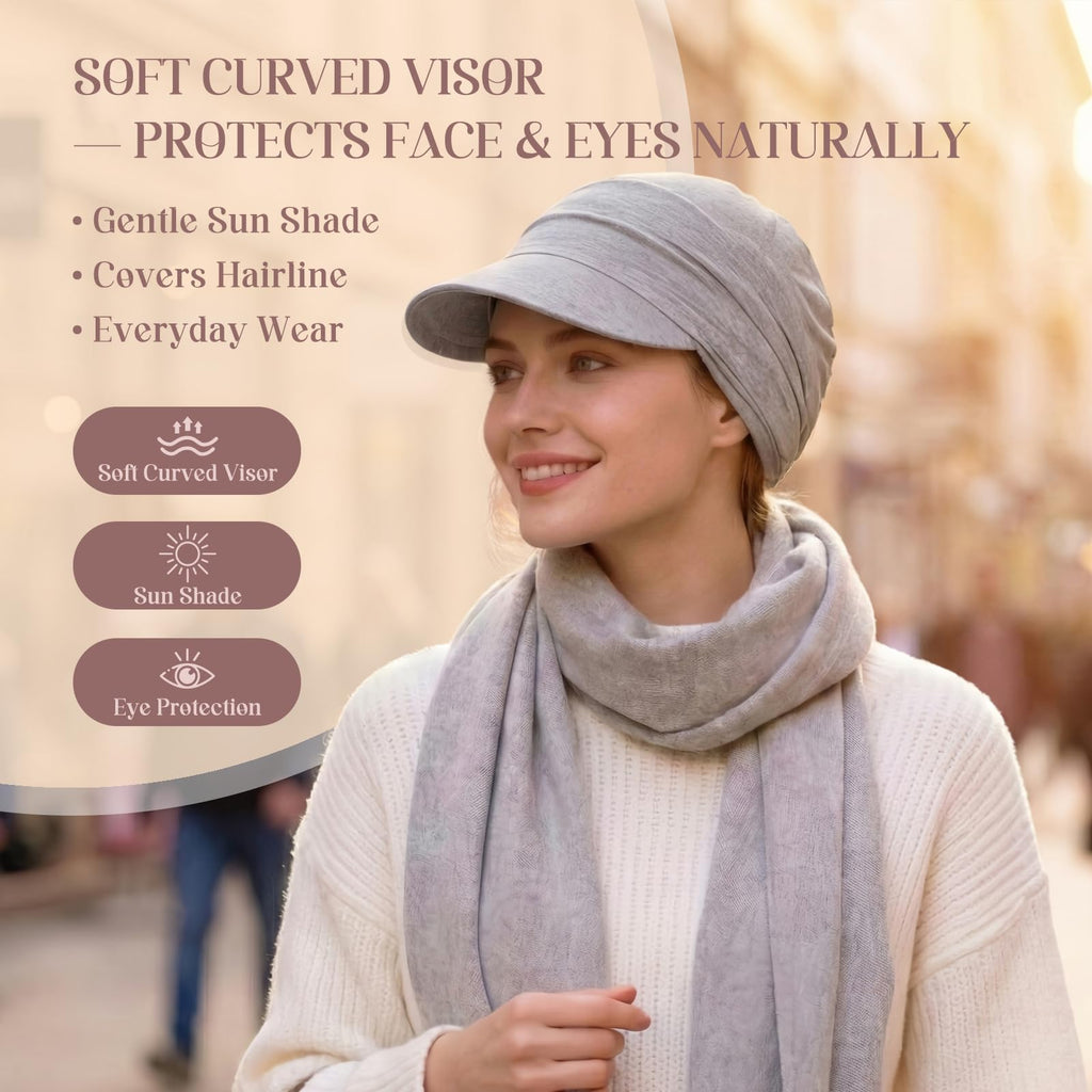4 Pcs Stretch Chemo Headwear for Women, Soft Cancer Headwear, Viscose Newsboy Cap Elastic Cancer Hat for Hair Loss
