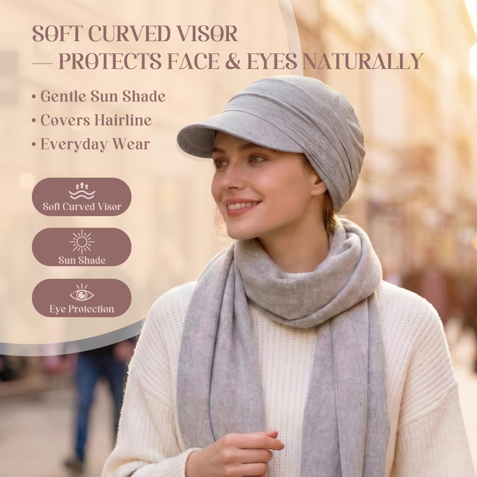 4 Pcs Stretch Chemo Headwear for Women, Soft Cancer Headwear, Viscose Newsboy Cap Elastic Cancer Hat for Hair Loss