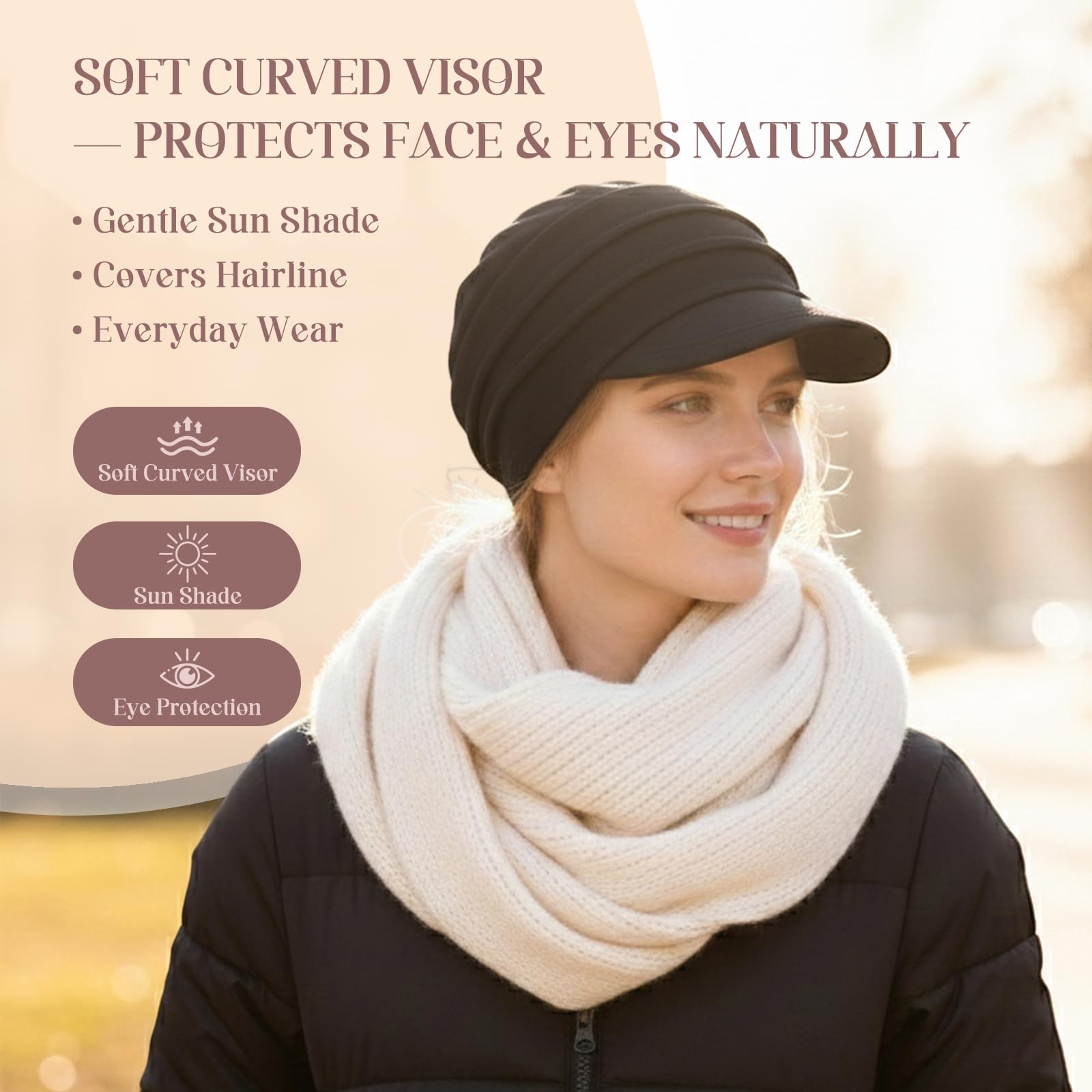 4 Pcs Stretch Chemo Headwear for Women, Soft Cancer Headwear, Viscose Newsboy Cap Elastic Cancer Hat for Hair Loss