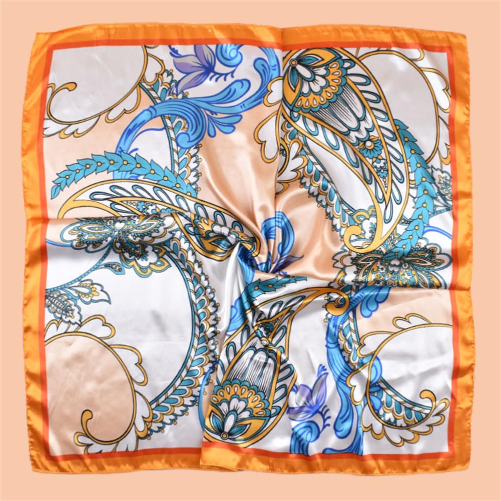 4Pcs Silk Head Scarves for Women Satin Hair Scarf 35”Large Square Bandana Silk Like Neck Scarf Shawl