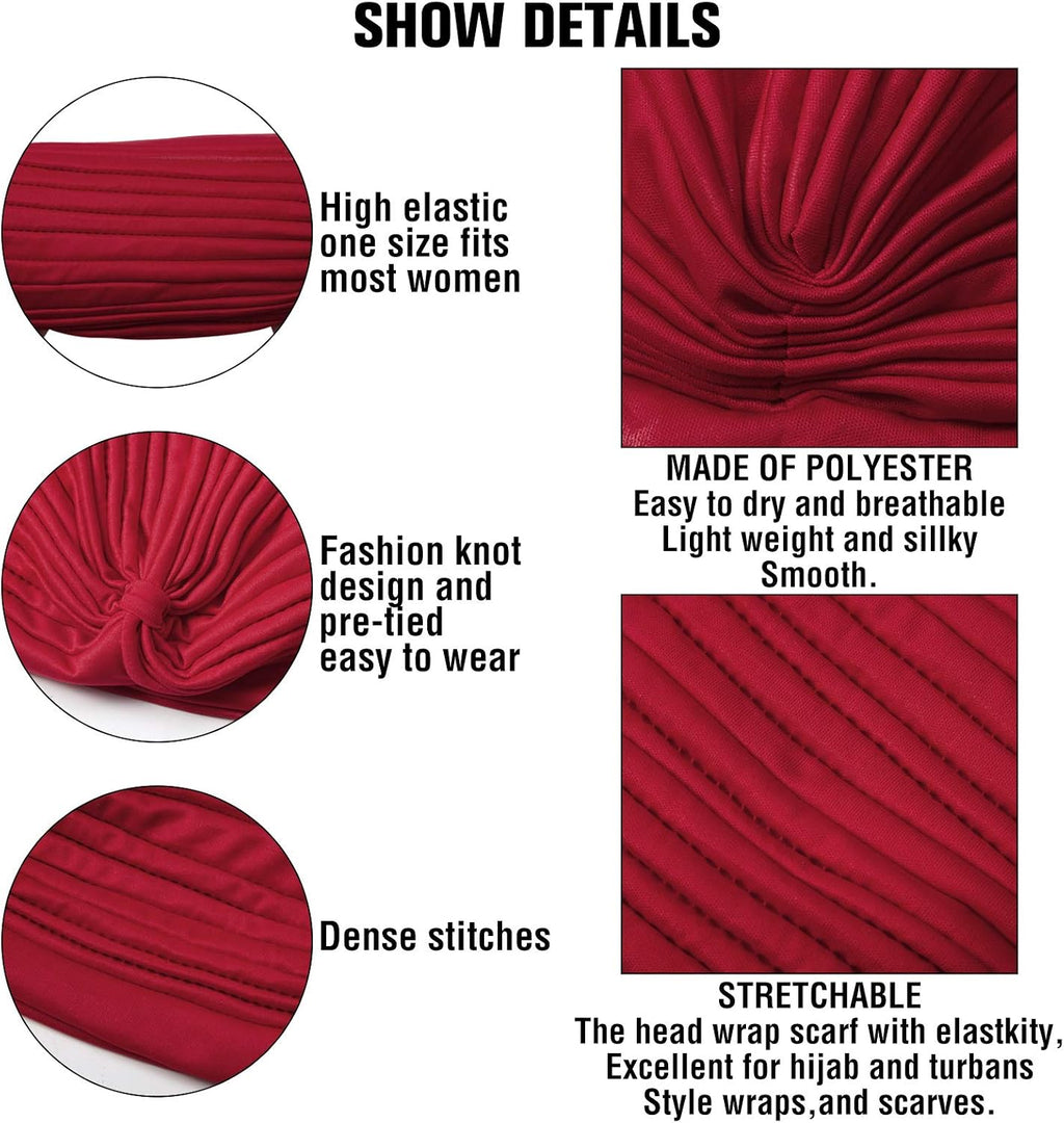 Geyoga 10 Pcs Head Wraps Turbans for Women Head Scarf