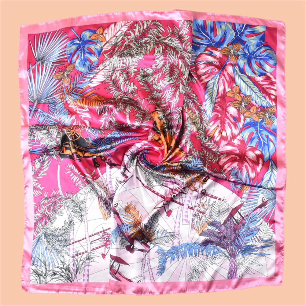 4Pcs Silk Head Scarves for Women Satin Hair Scarf 35”Large Square Bandana Silk Like Neck Scarf Shawl