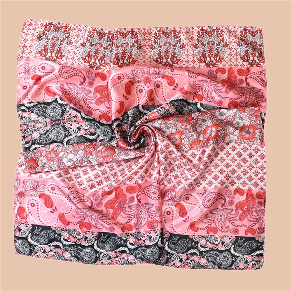 4Pcs Silk Head Scarves for Women Satin Hair Scarf 35”Large Square Bandana Silk Like Neck Scarf Shawl