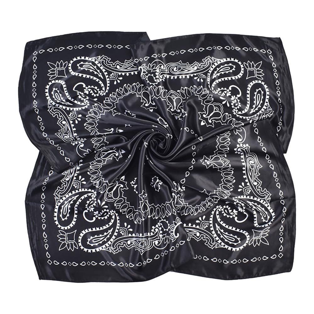 4Pcs Silk Head Scarves for Women Satin Hair Scarf 35”Large Square Bandana Silk Like Neck Scarf Shawl