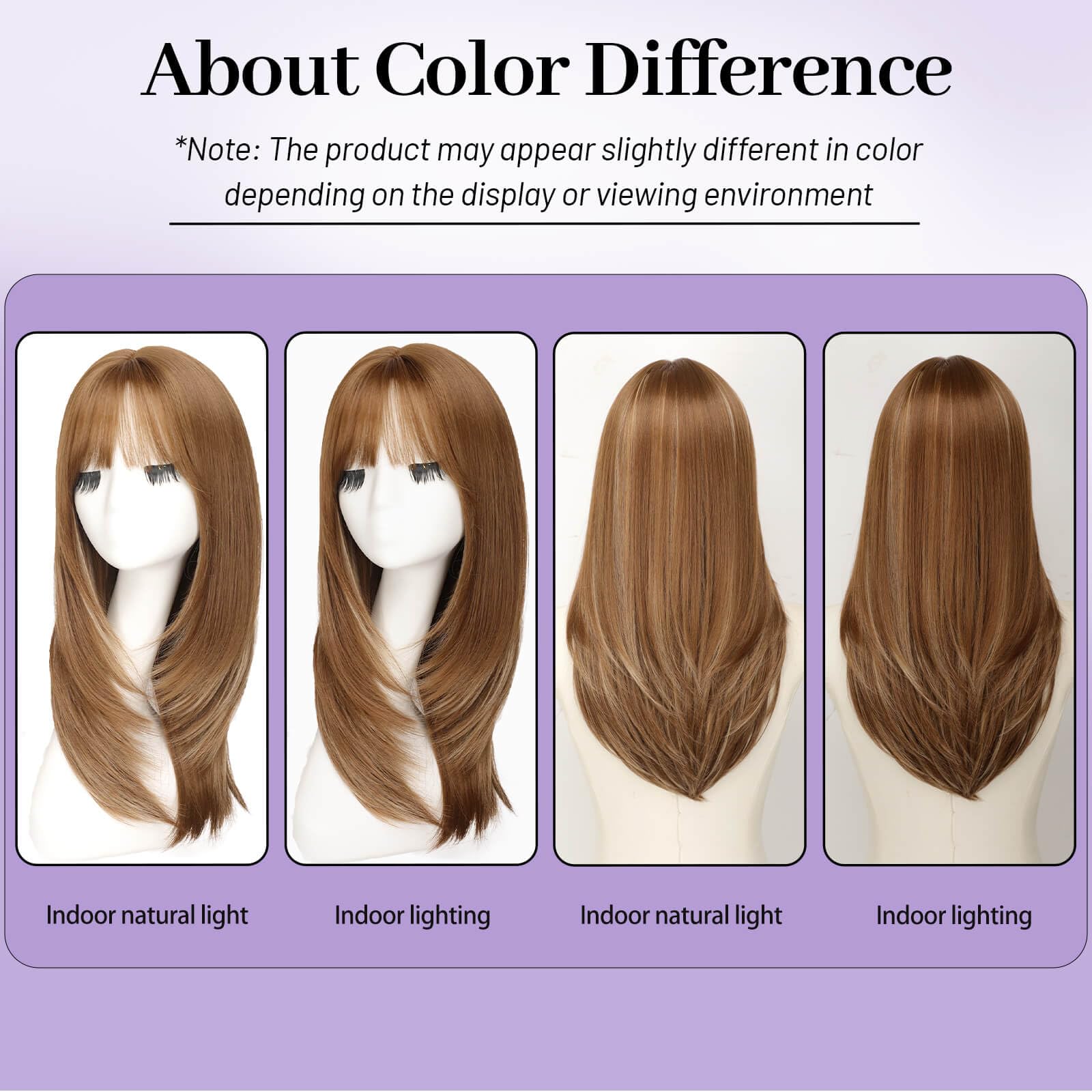 Eawwii Wig with Bangs for Women,Brown Blonde Synthetic 4x4 Scalp Wigs