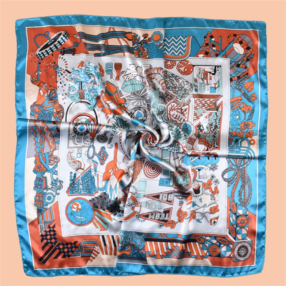 4Pcs Silk Head Scarves for Women Satin Hair Scarf 35”Large Square Bandana Silk Like Neck Scarf Shawl